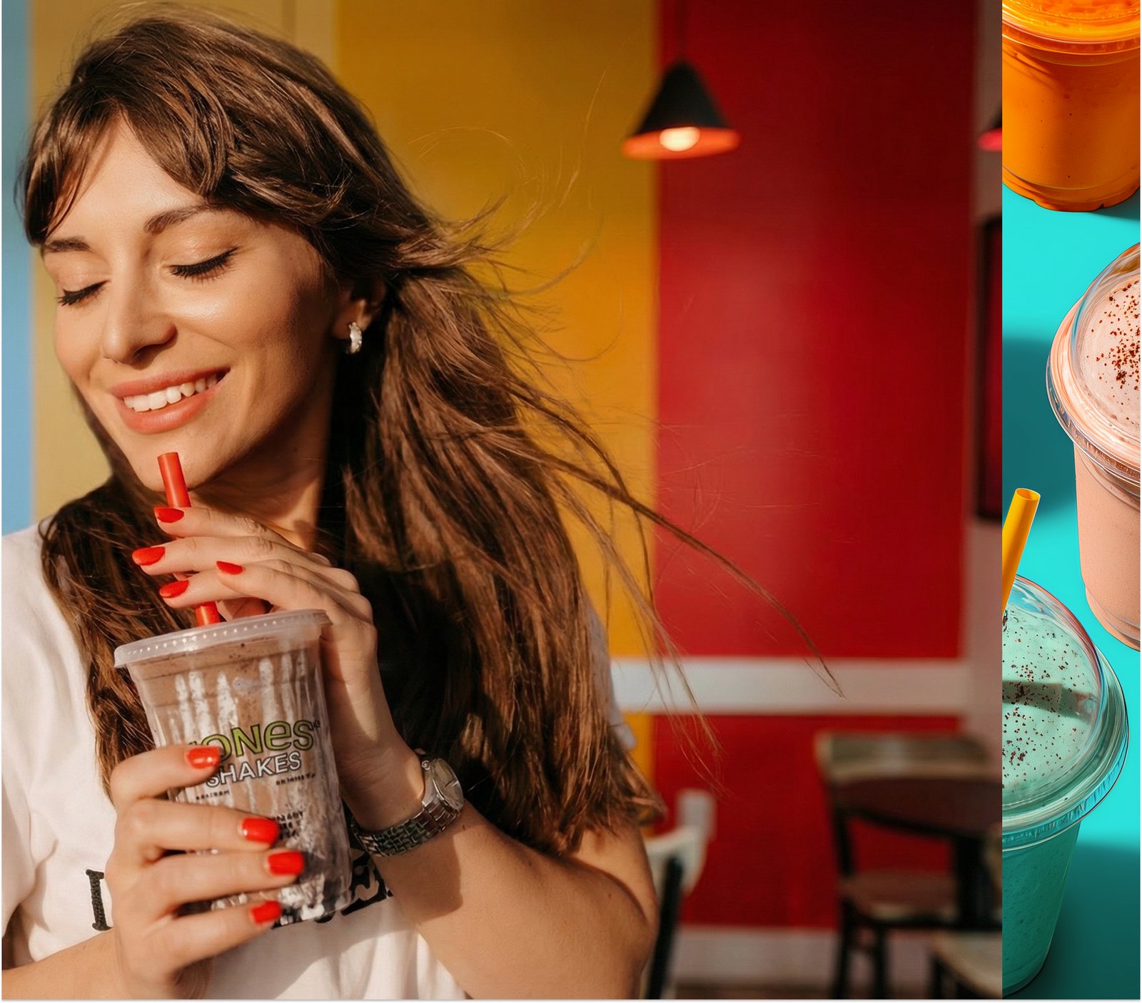 Customer enjoying a shake (placeholder)
