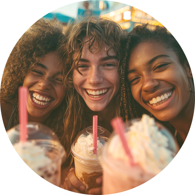 Friends enjoying Jones Shakes milkshakes